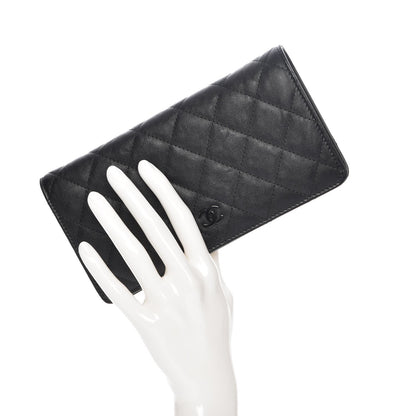 Chanel Crumpled Calfskin Quilted Yen Wallet So Black 2 of 8