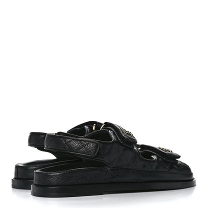 Chanel Grained Calfskin Velcro Dad Sandals 37 Black 4 of 9