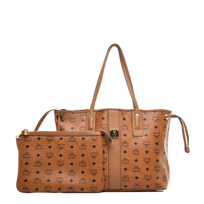 MCM Visetos Medium Liz Reversible Shopper Tote Cognac 1 of 18