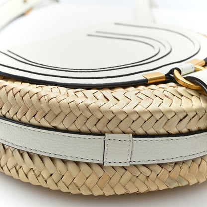 Chloe Raffia Calfskin Marcie Basket Small Marcie Round Crossbody Bag White 11 of 12