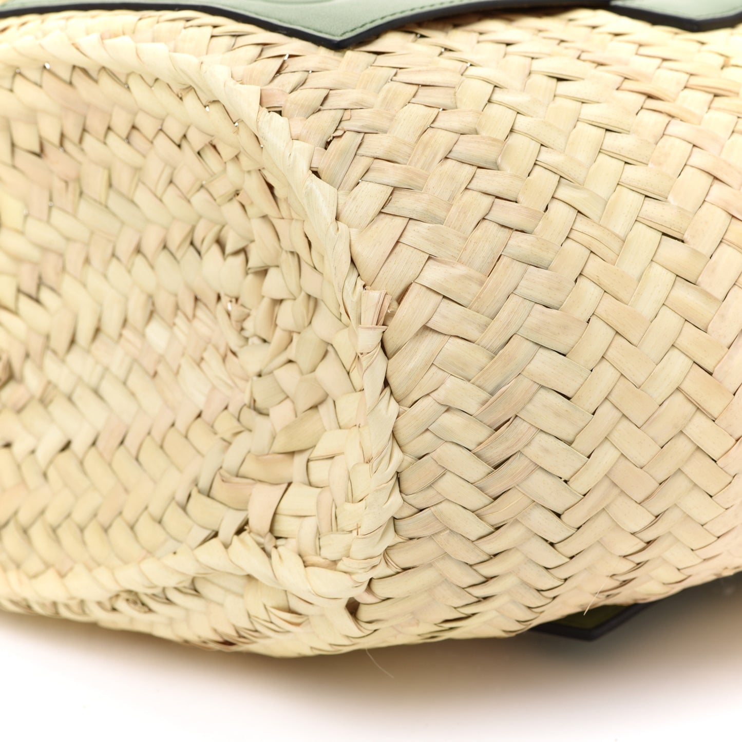 Raffia Small Basket Tote Bag Natural Green