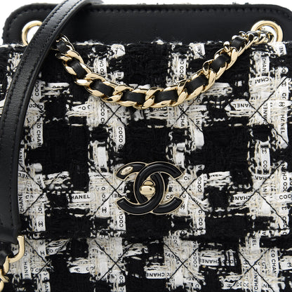 Chanel Tweed Lambskin Quilted Flap Black Ecru White 11 of 12