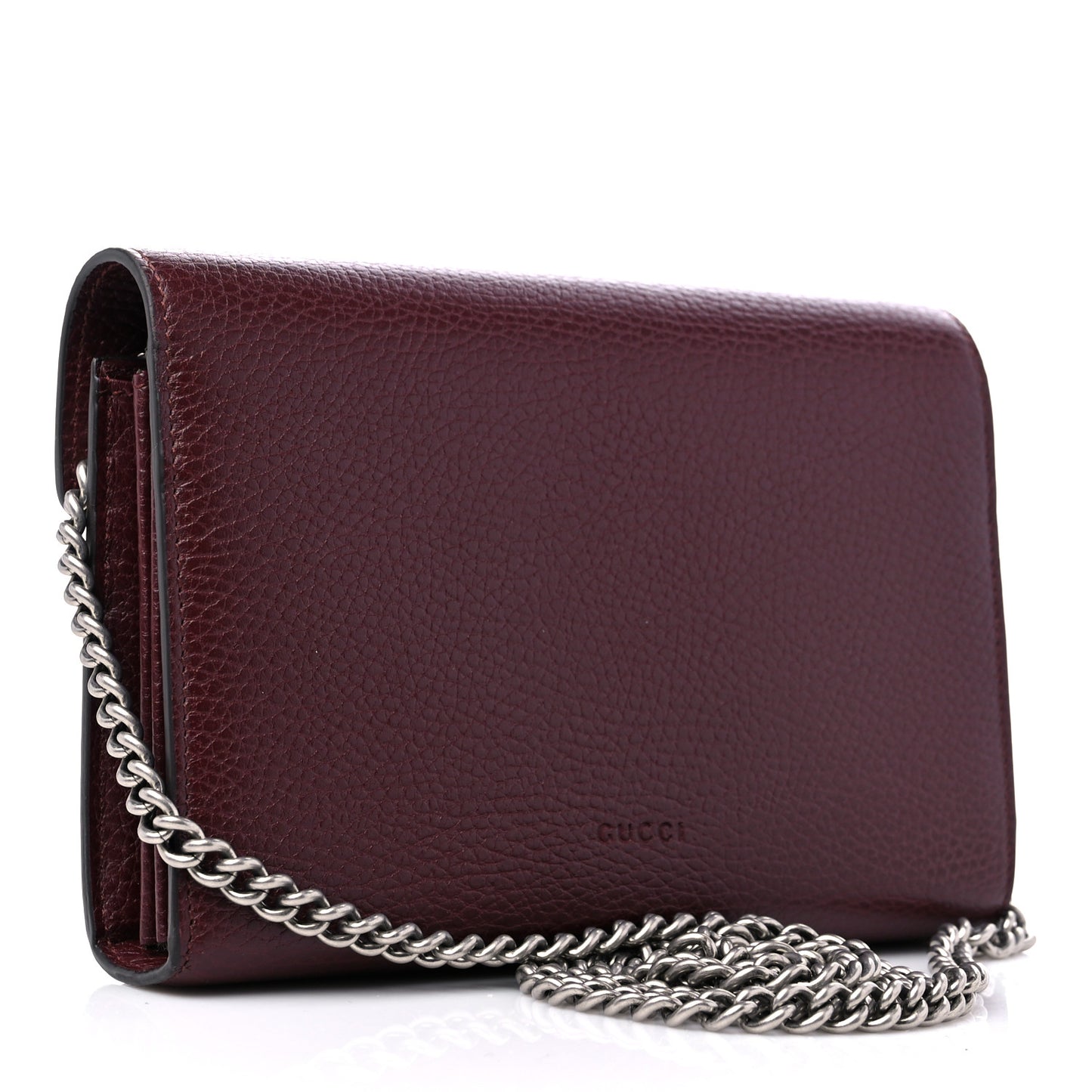 Dollar Calfskin Crystal Mini Dionysus Chain Wallet Vintage Bordeaux