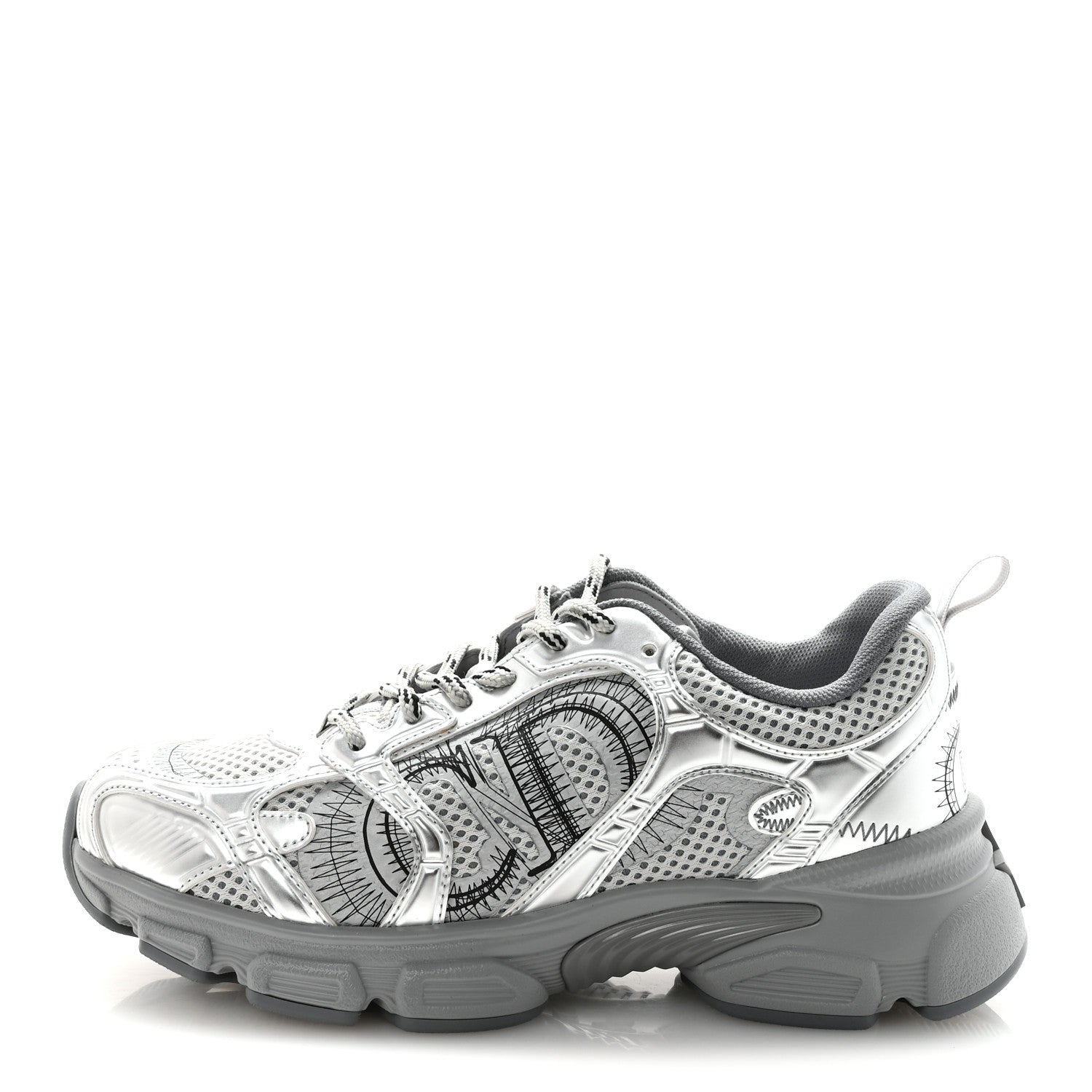 Christian Dior Technical Mesh Dior Chrono Sneakers 38 Silver 1 of 9