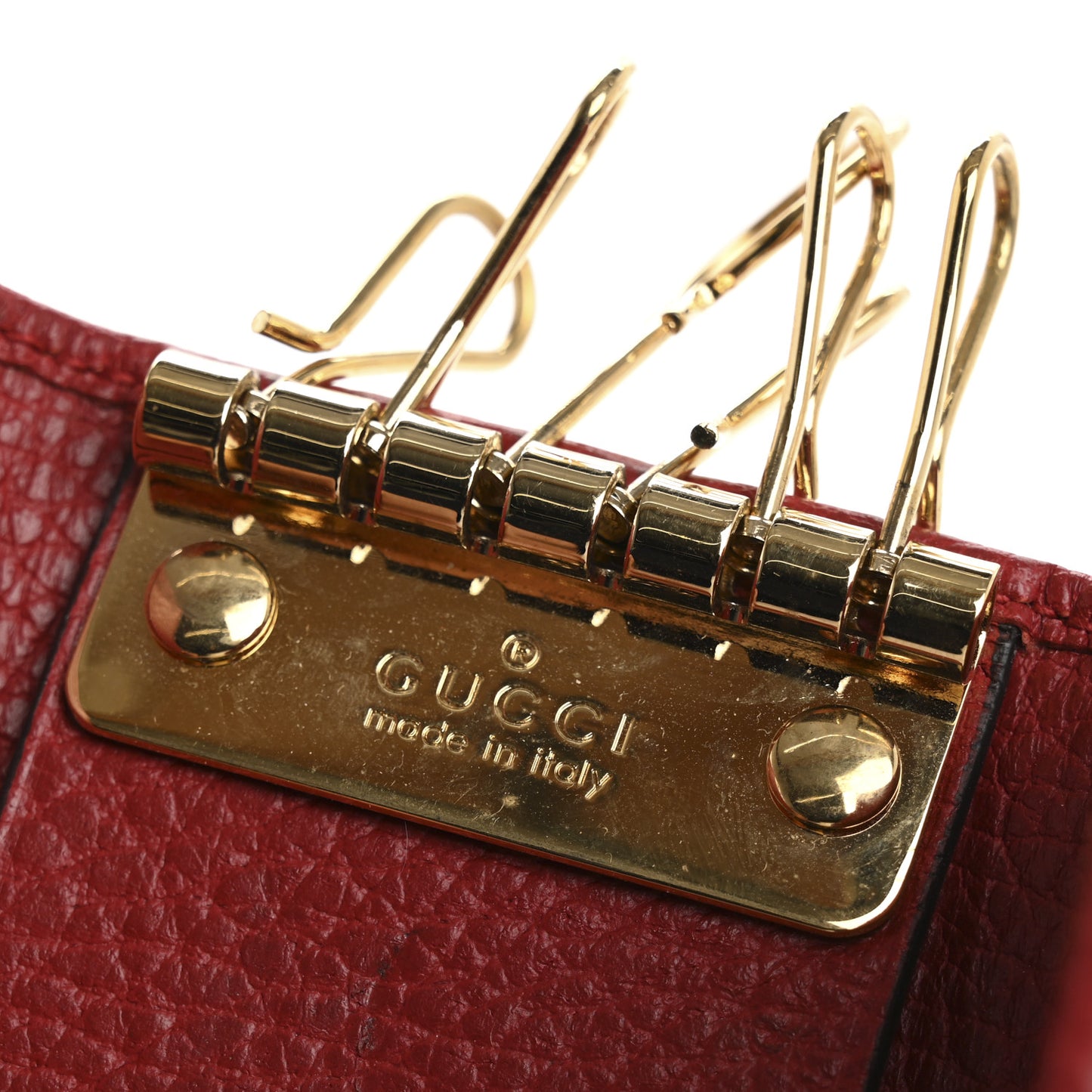 Pebbled Calfskin GG Marmont 6 Key Holder Hibiscus Red