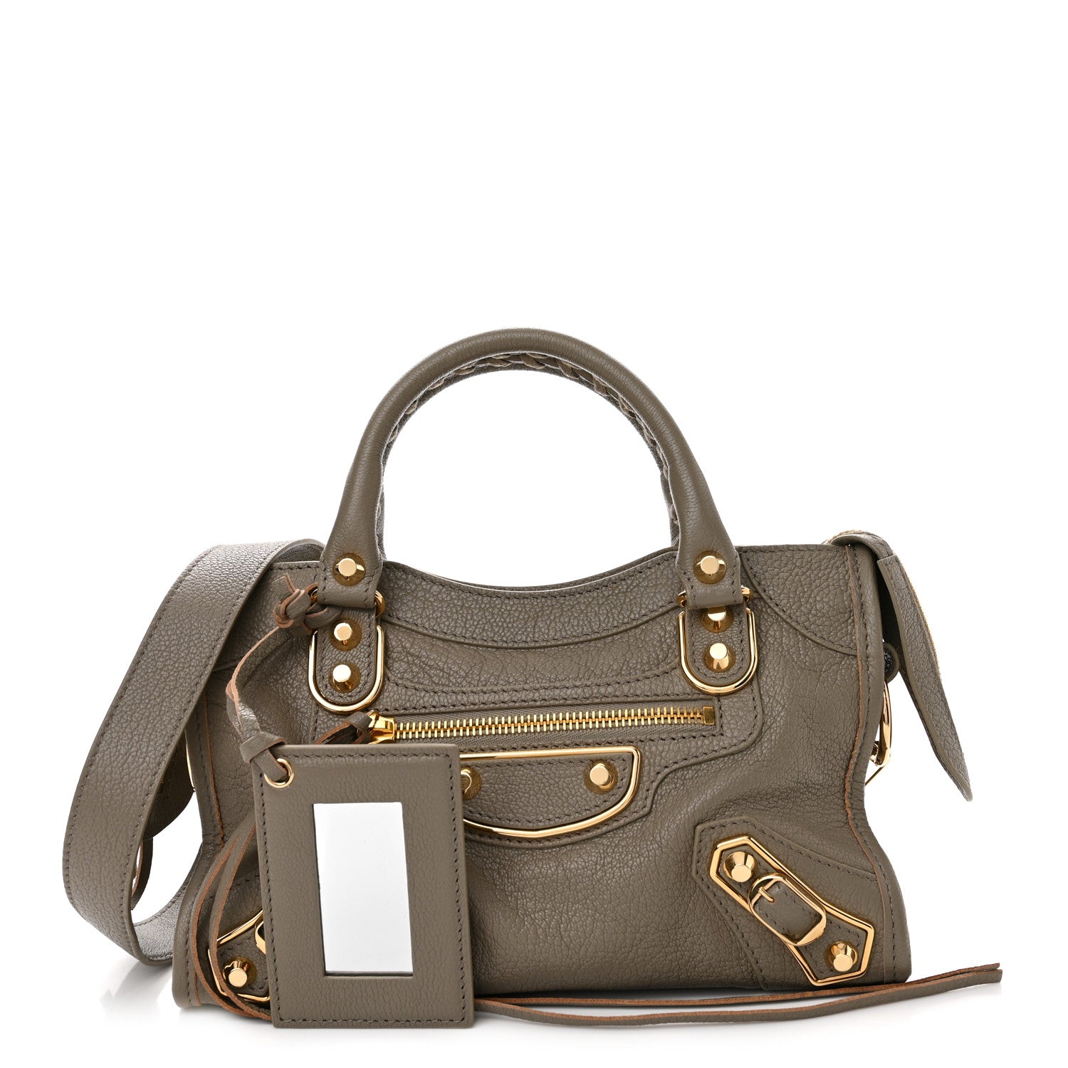 Balenciaga Chevre Gold Metallic Edge Hardware Mini City Gris Taupe 1 of 10