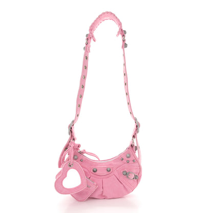 Balenciaga Washed Frayed Denim Crystal Le Cagole Shoulder Bag XS Denim Pink 2 of 12
