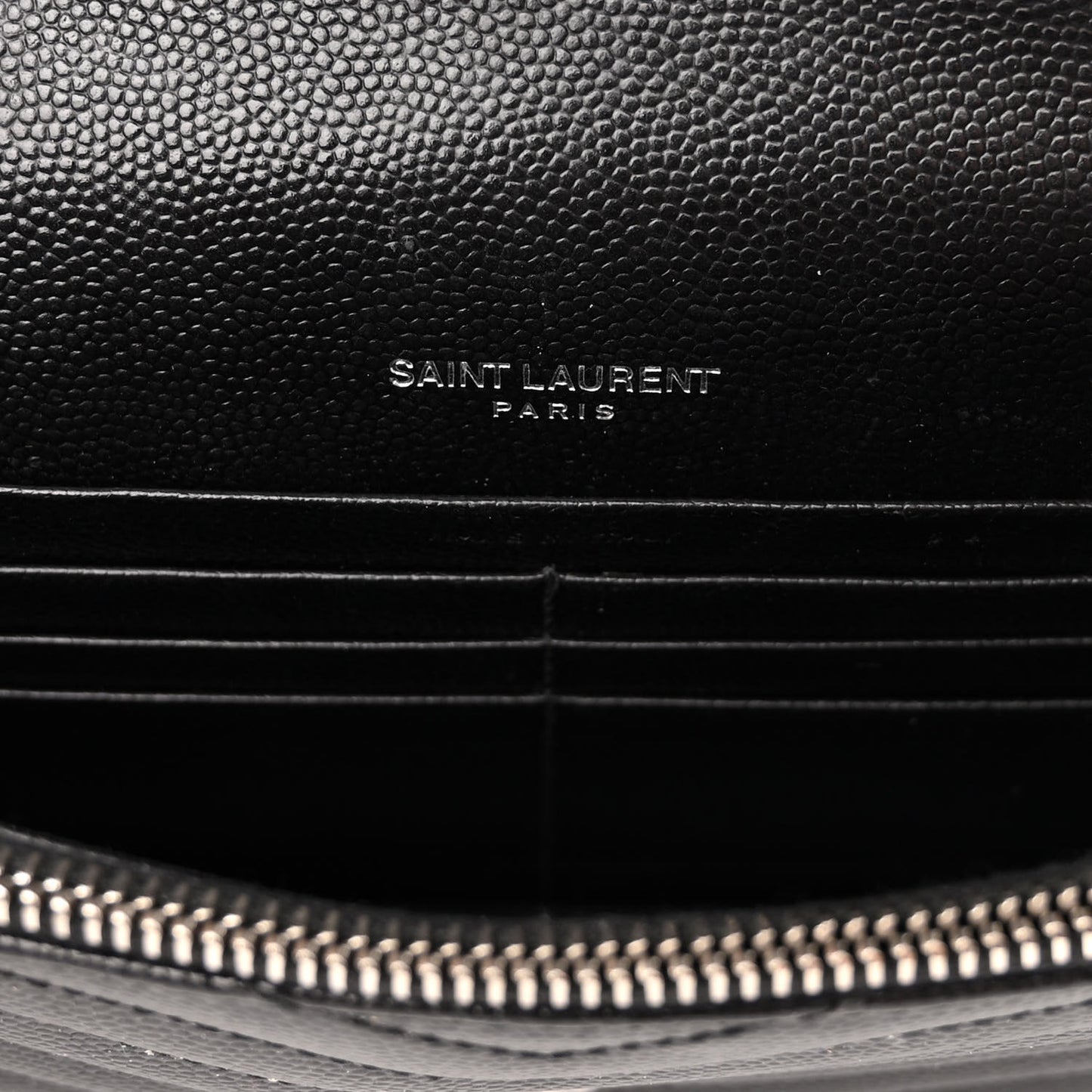 Grain De Poudre Matelasse Chevron Monogram Envelope Chain Wallet Black