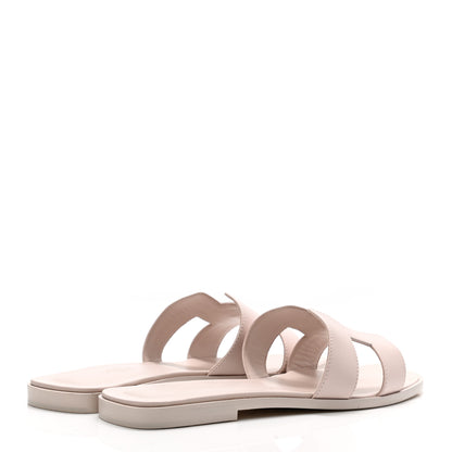 Hermes Box Calfskin Oran Sandals 39.5 Rose Pale 4 of 9