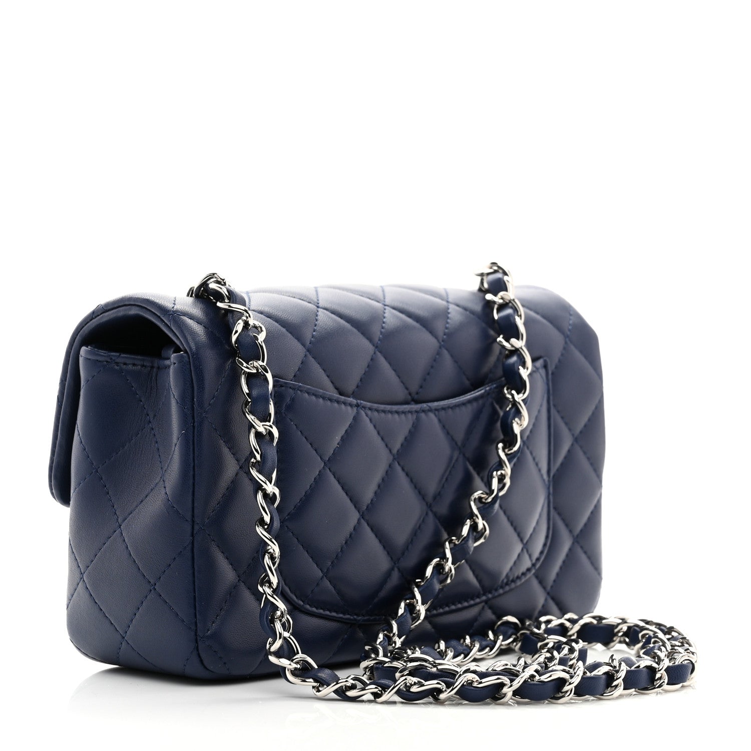 Chanel Lambskin Quilted Mini Rectangular Flap Dark Blue 3 of 10
