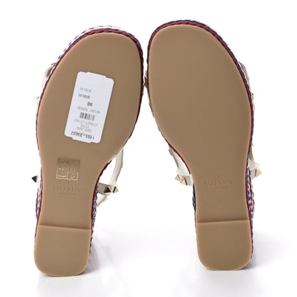Valentino Garavani Patent Calfskin Rockstud Torchon Espadrille 25/115mm Wedge Sandals 39 Light Ivory 6 of 10