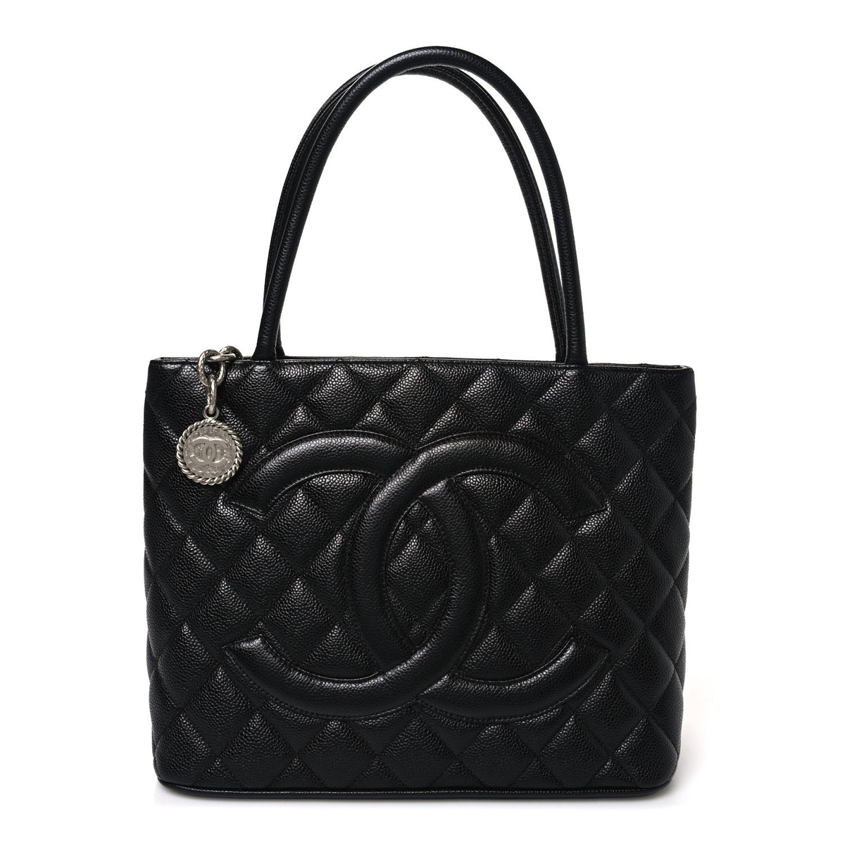 Caviar Quilted Medallion Tote Black