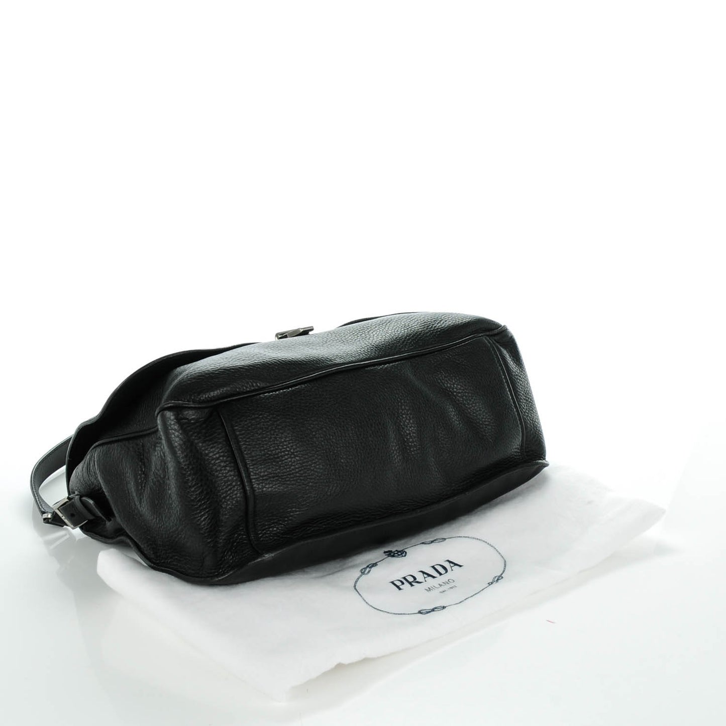 Vitello Daino Shoulder Flap Bag Nero Black