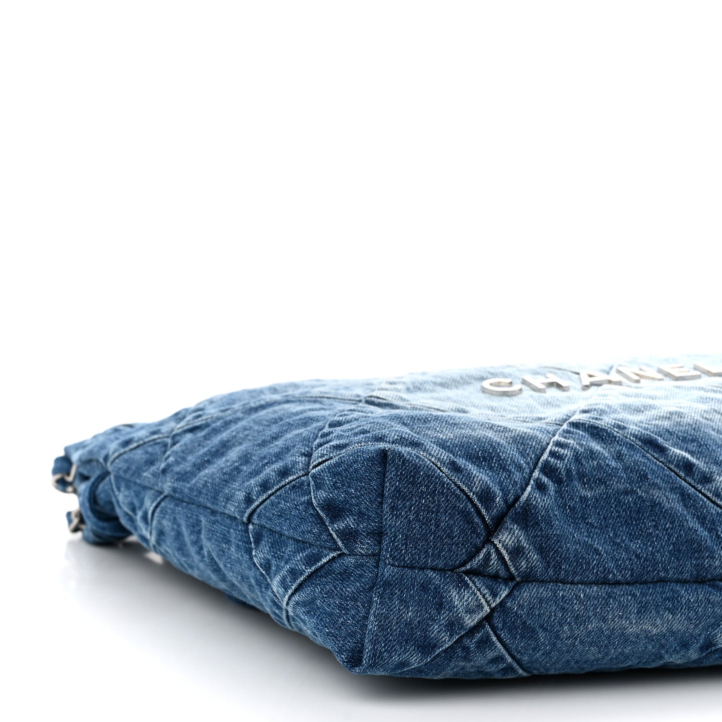 Denim Quilted Small Chanel 22 Blue