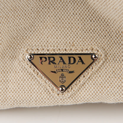 Prada Canvas Canapa Flower Pattern Tote Beige 2 of 10