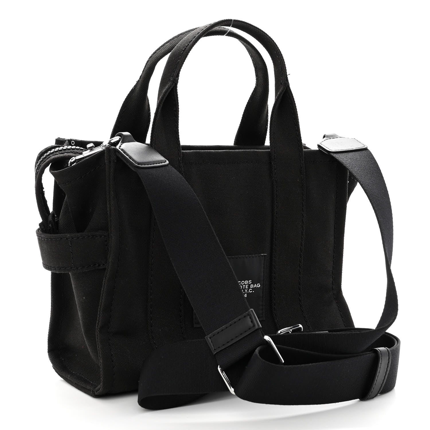 Marc Jacobs Cotton Canvas Mini The Traveler Tote Bag Black 3 of 9