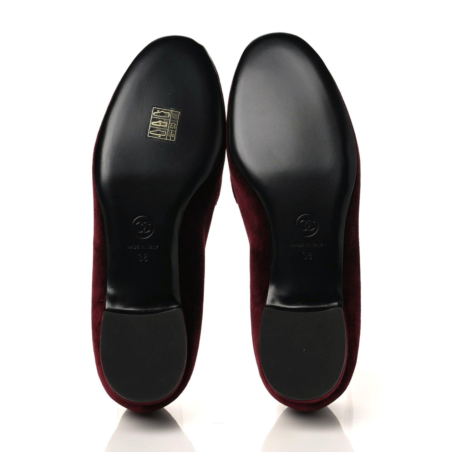 Velvet Moccasin Loafers 38 Burgundy
