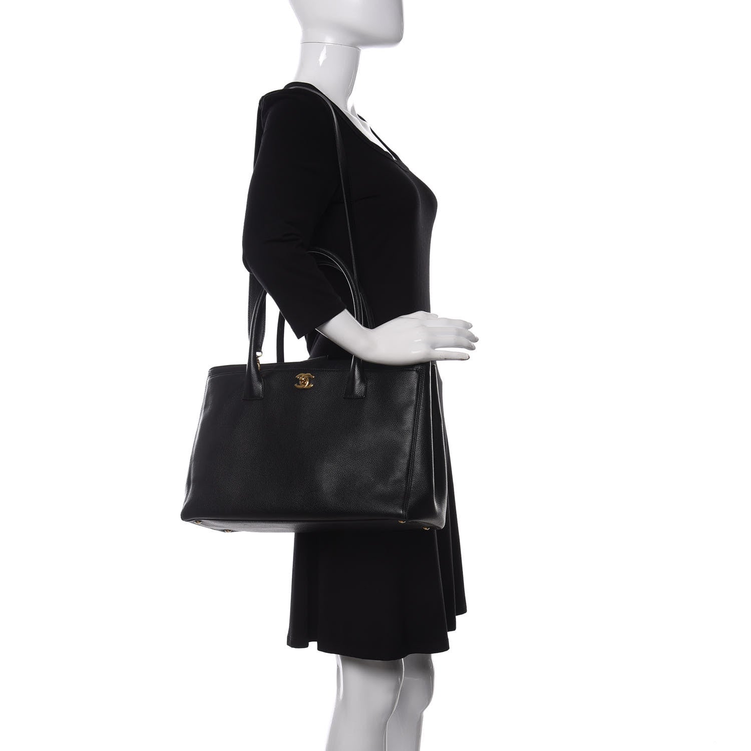 Chanel Calfskin Cerf Executive Shopper Tote Black 2 of 11