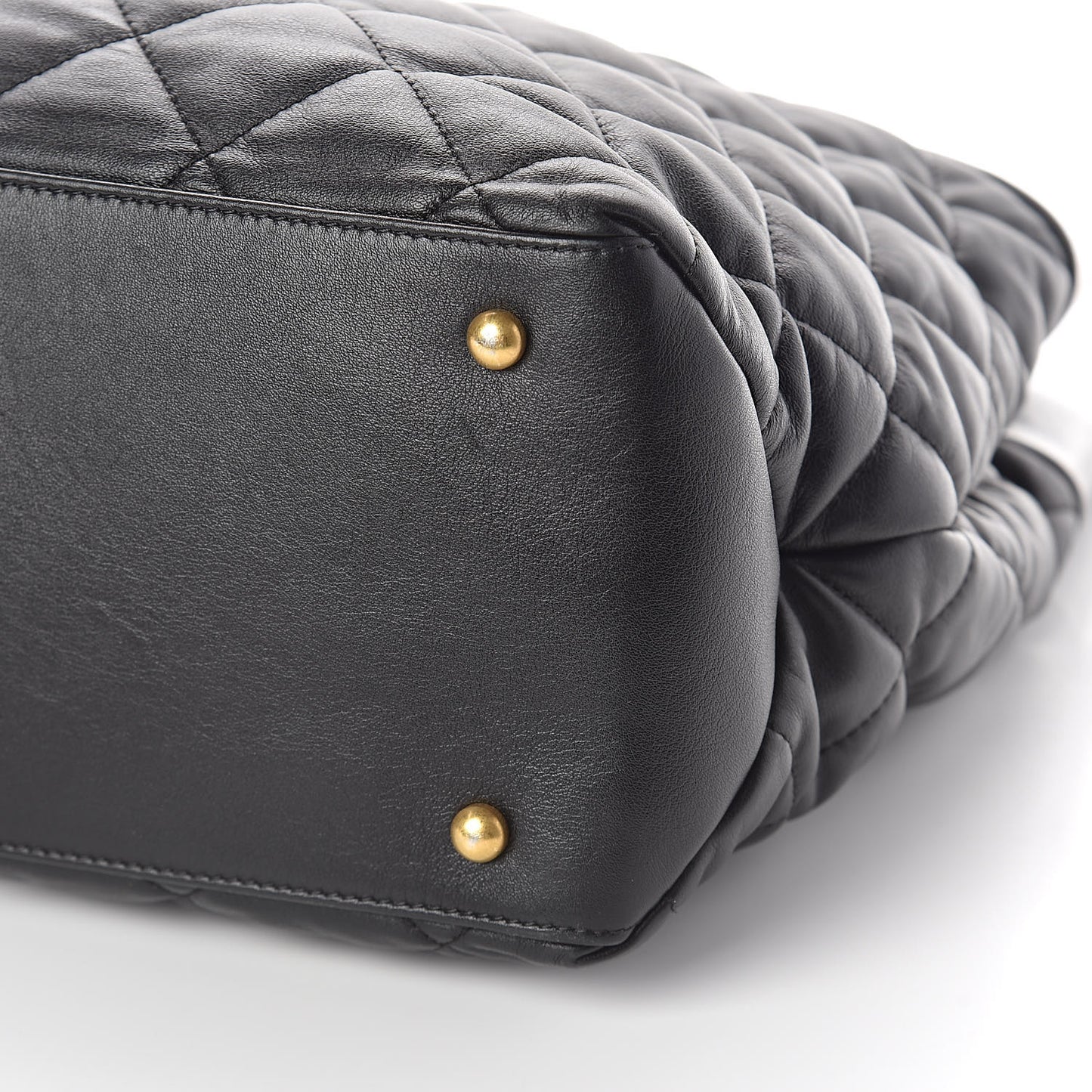 Calfskin Quilted Large Soft Elegance Tote Black