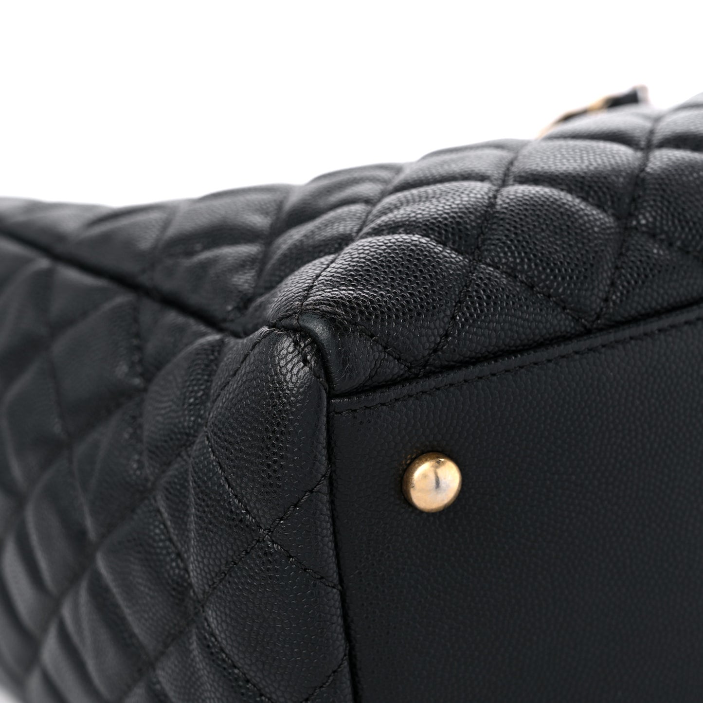Caviar Quilted Coco Handle Shopping Tote Black