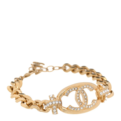 Chanel Crystal CC Chain Link Bracelet Gold 1 of 4