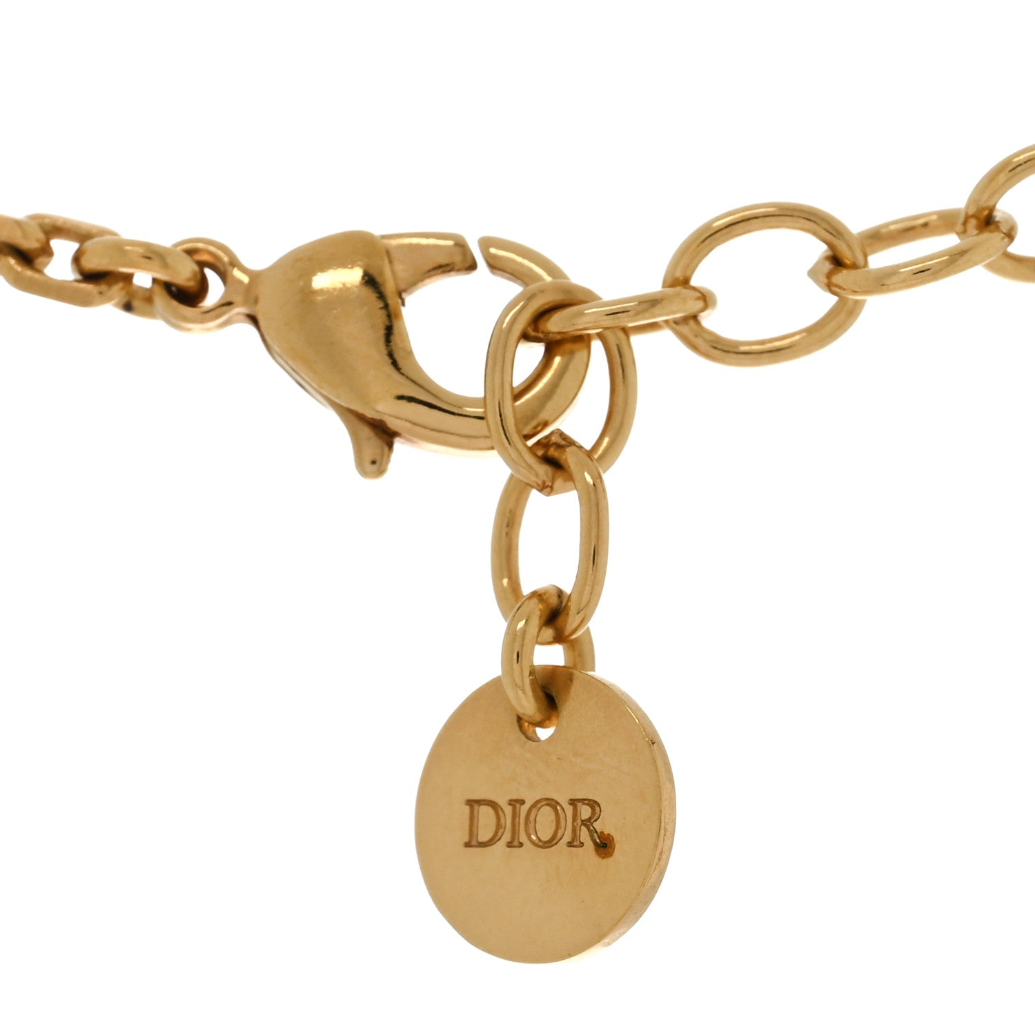 Christian Dior Metal CD Logo Necklace Gold Black 1776390