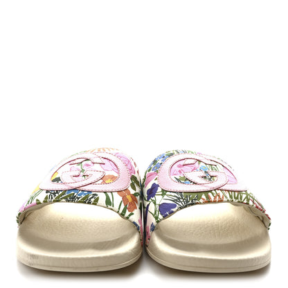 Gucci X KEN SCOTT Rubber Infinity Giardino d Apri Interlocking G Womens Pool Slide Sandals 37 Ivory Pink Wild Rose 3 of 8