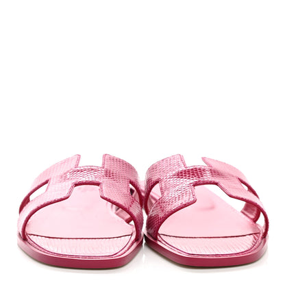 Hermes Lizard Oran Sandals 40 Fuchsia 2 of 9