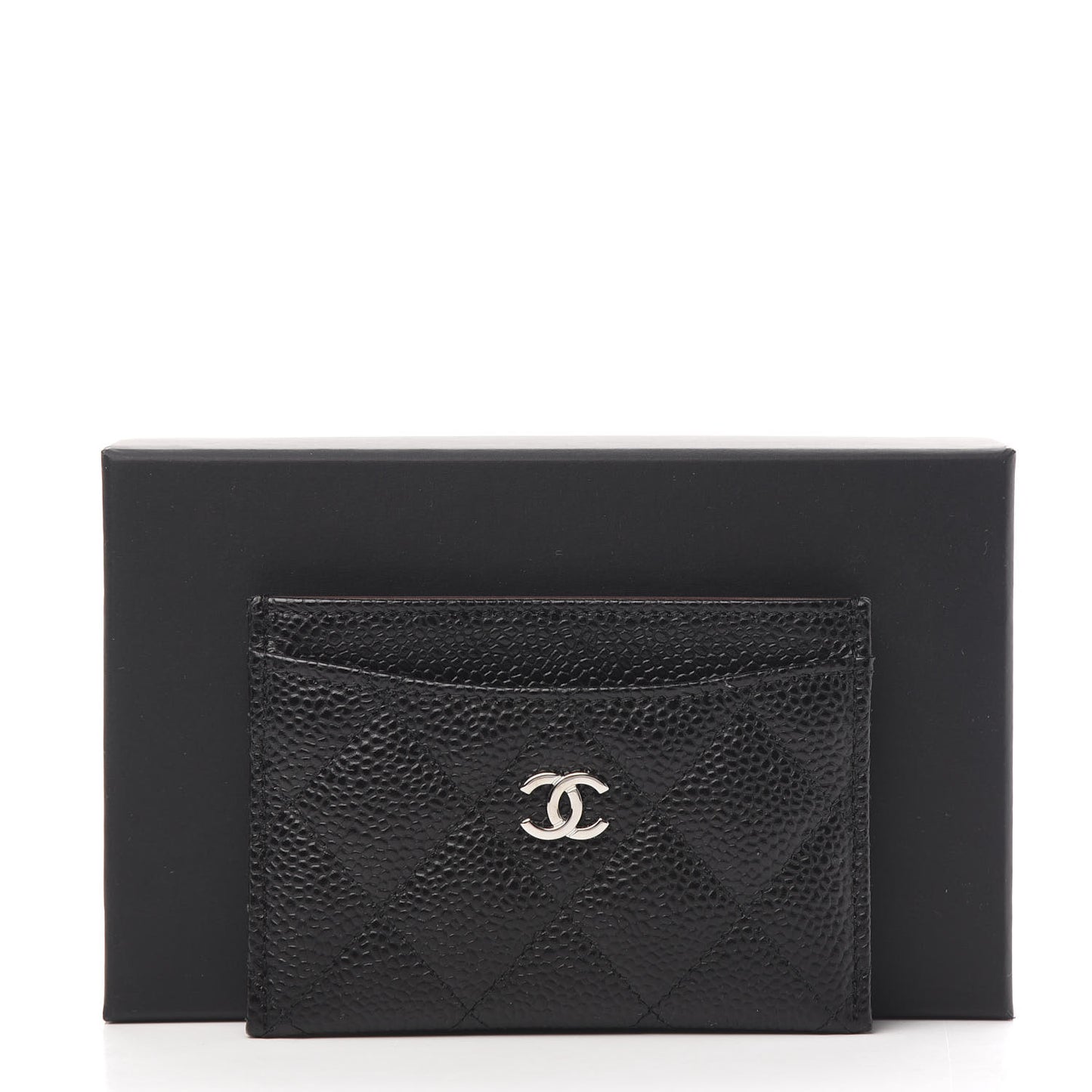 Caviar Quilted Card Holder Black