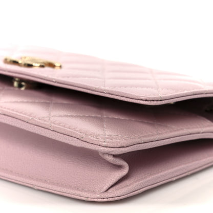 Chanel Caviar Quilted Studded CC Wallet on Chain WOC Light Pink 11 of 11