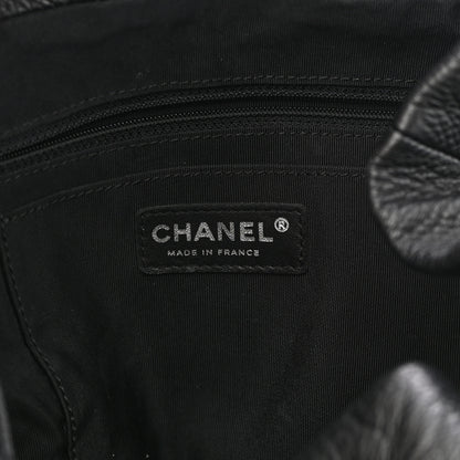 Chanel Deerskin Chevron Large CC Chain Bucket Drawstring Bag Black 6 of 9