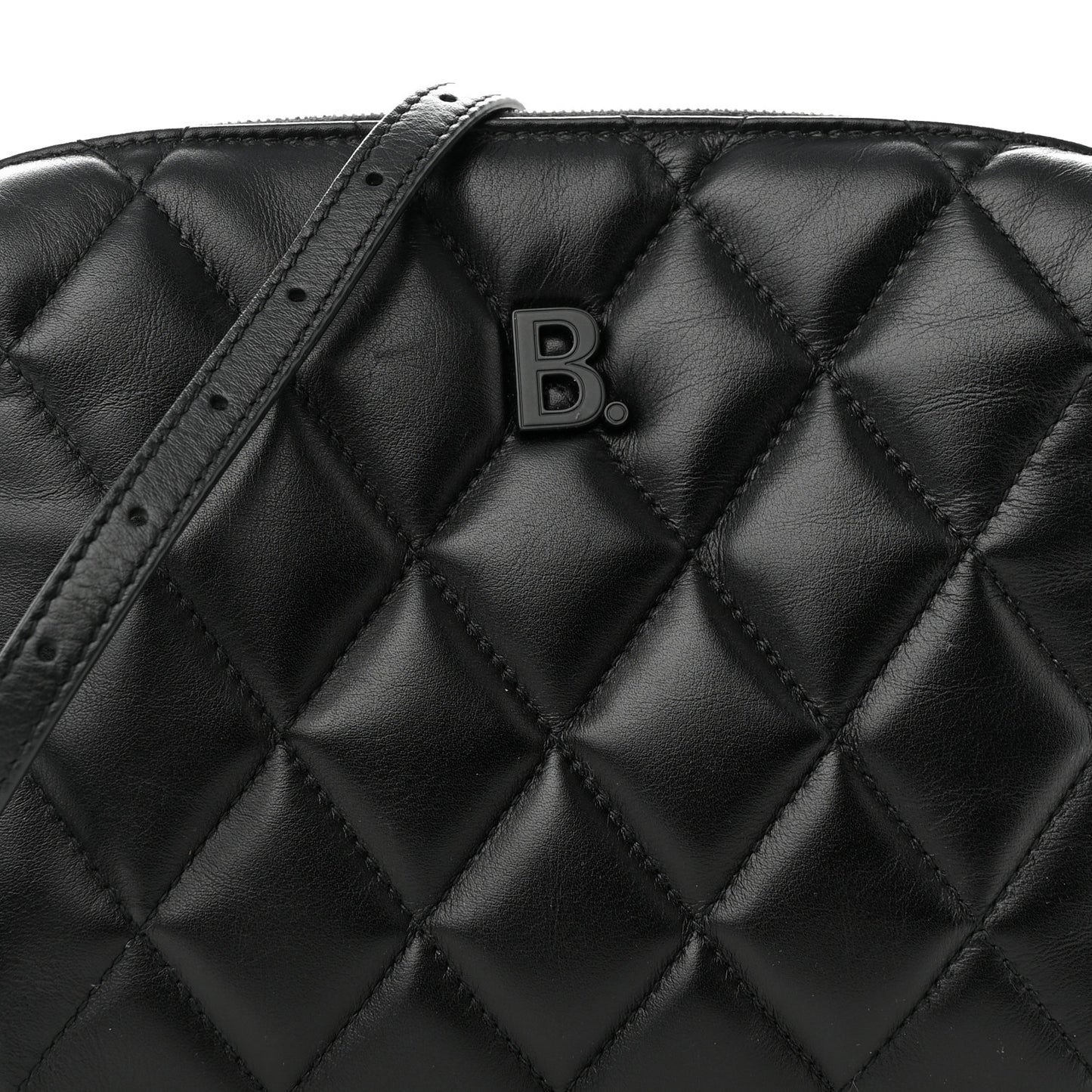 Nappa Calfskin Quilted Touch B Camera Shoulder Bag Black