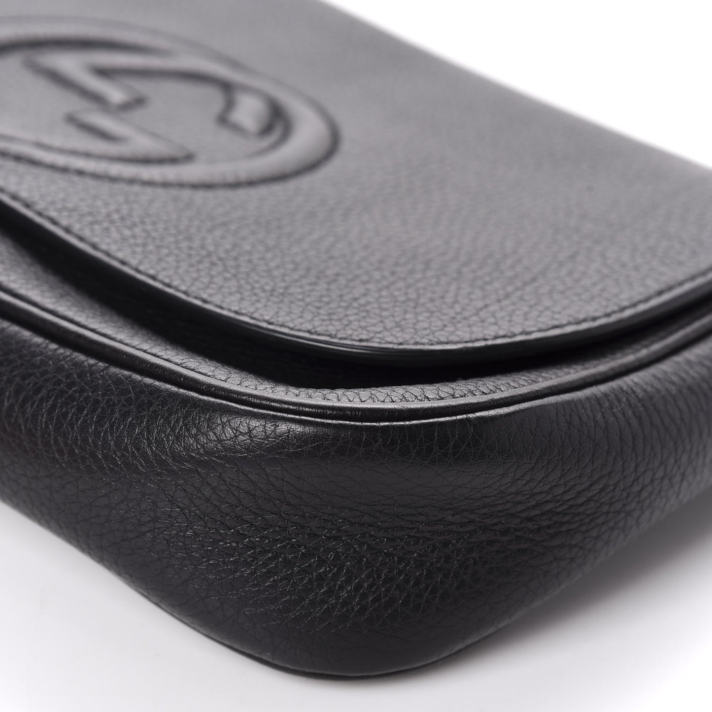 Pebbled Calfskin Medium Soho Flap Crossbody Black