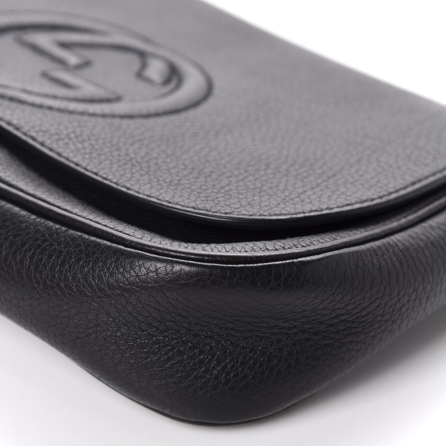 Gucci Pebbled Calfskin Medium Soho Flap Crossbody Black 7 of 10