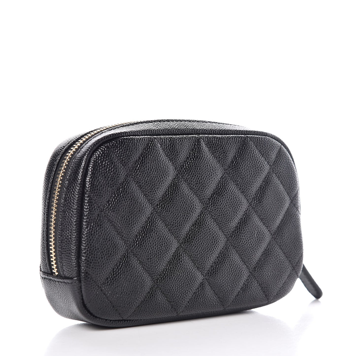 Caviar Quilted Small Curvy Pouch Cosmetic Case Black