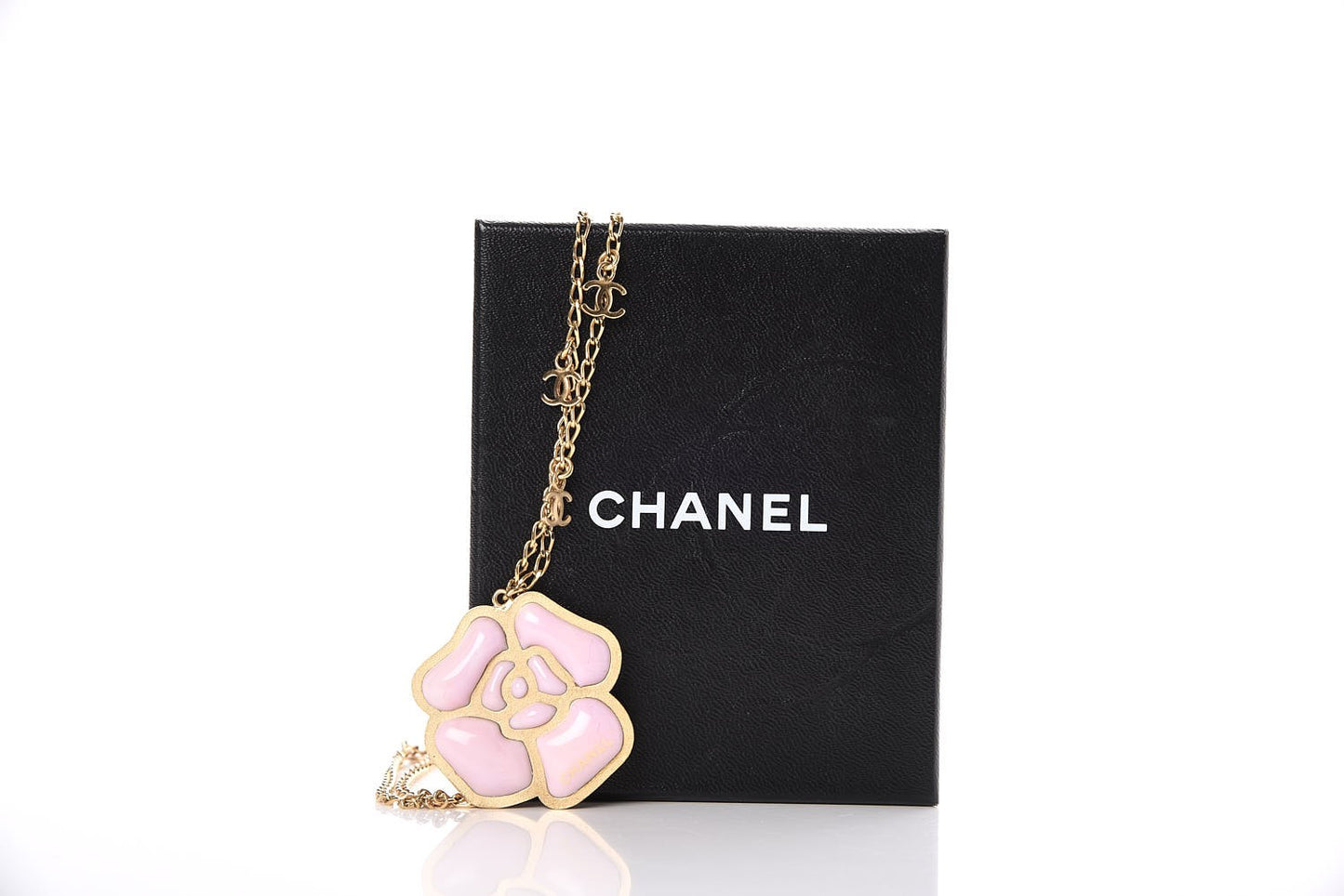 Enamel CC Camellia Necklace Pink Gold