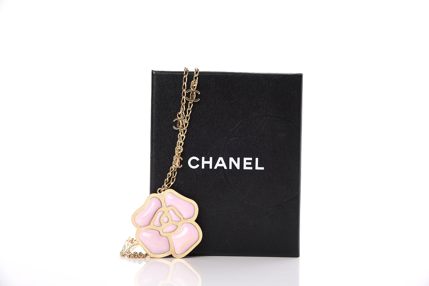 Chanel Enamel CC Camellia Necklace Pink Gold 5 of 5