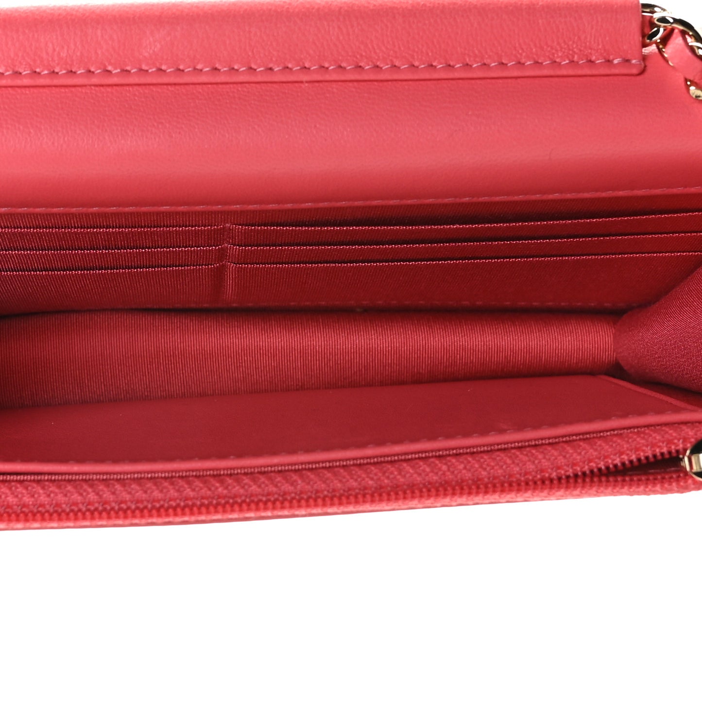 Lambskin Camellia Wallet on Chain WOC Pink
