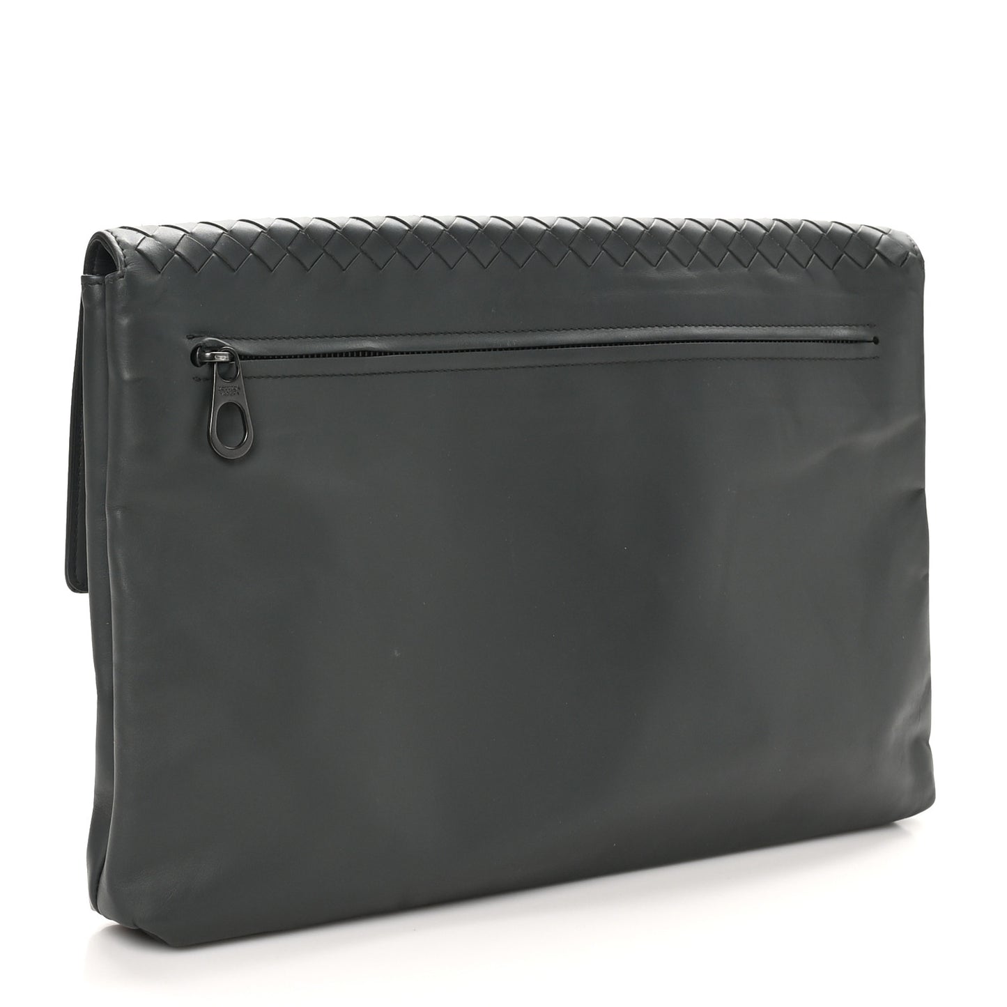 Nappa Intrecciato Flap Clutch Grey