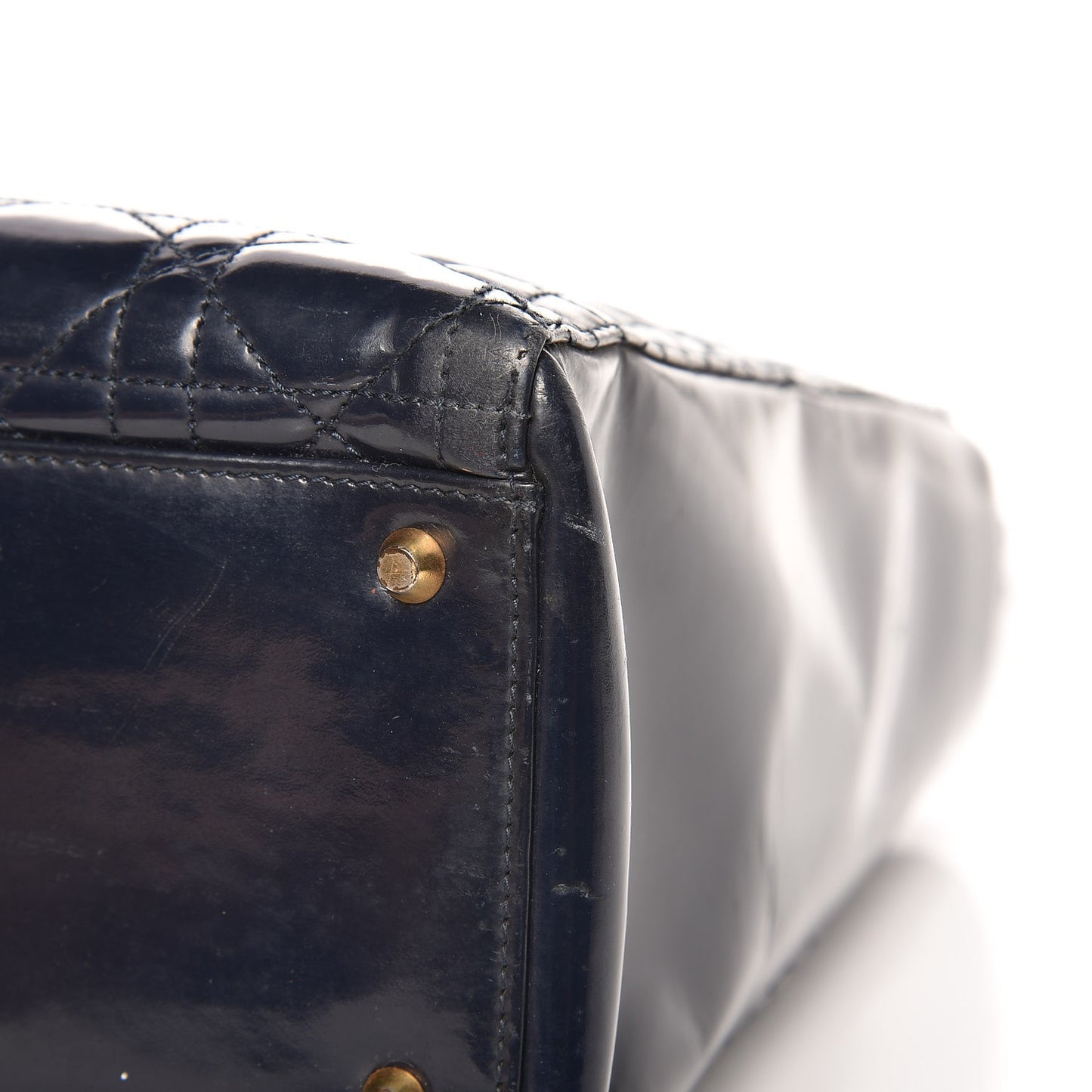 Patent Cannage Large Lady Dior Navy Blue