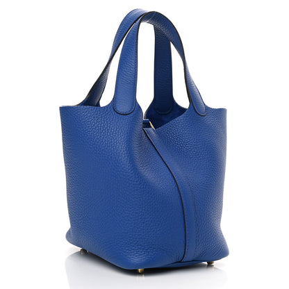 Hermes Taurillon Clemence Picotin Lock 18 PM Bleu Electrique 3 of 11