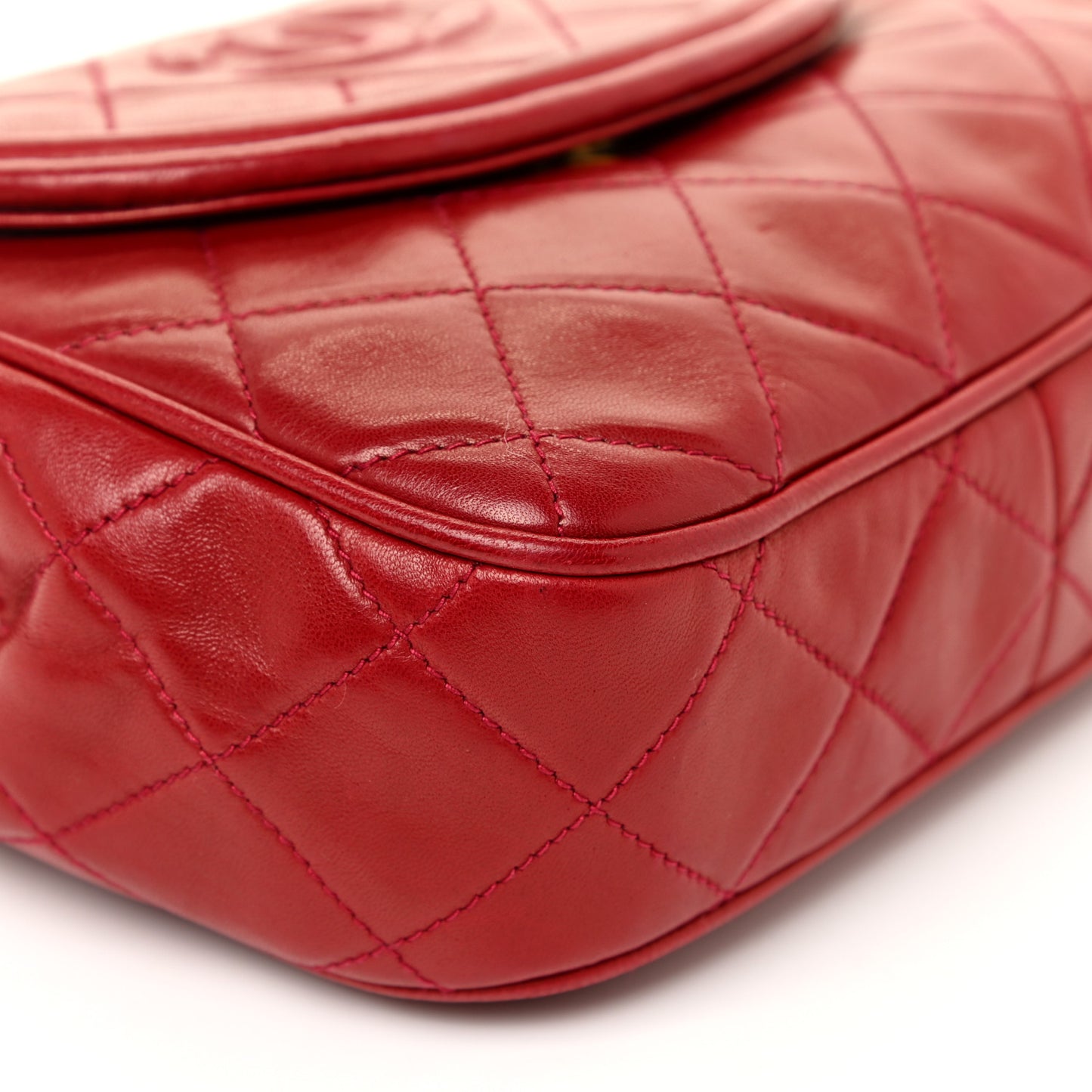 Lambskin Quilted Flap Tassel Camera Bag Red