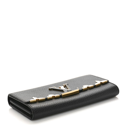 Louis Vuitton Taurillon Embellished Capucines Long Wallet Black 3 of 7