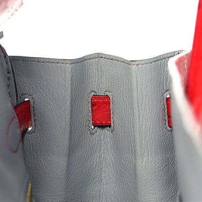 Hermes Ostrich Horseshoe Birkin 30 Rouge Vif Bleu Glacier 15 of 34