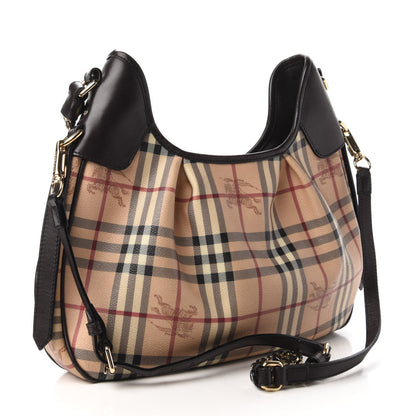Burberry Calfskin Haymarket Check Chain Strap Hobo Chocolate Brown 4 of 10