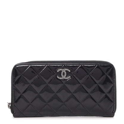 Chanel Patent Quilted Brilliant Zip Around Wallet Black 1 of 9