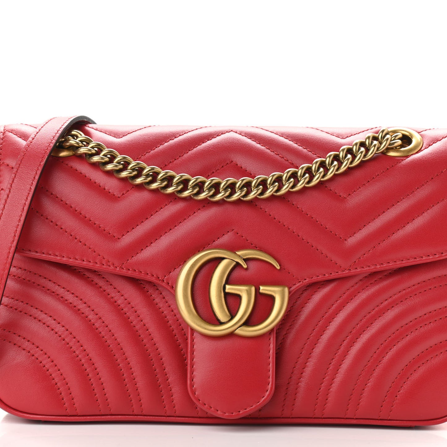 Calfskin Matelasse Small GG Marmont Shoulder Bag Hibiscus Red