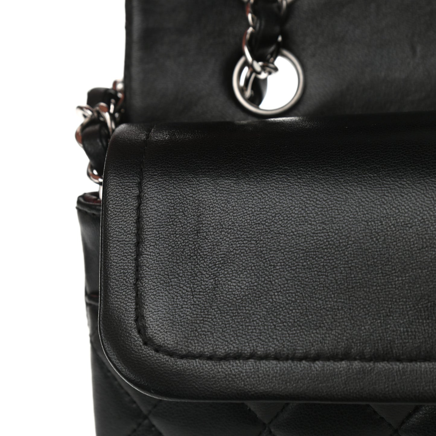 Lambskin Quilted Medium Double Flap Black