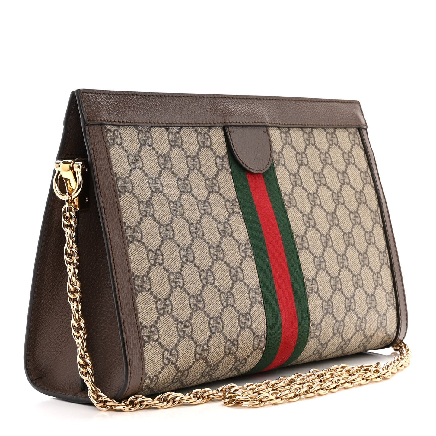 GG Supreme Monogram Web Medium Ophidia Chain Shoulder Bag Brown