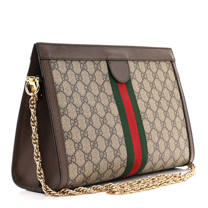 Gucci GG Supreme Monogram Web Medium Ophidia Chain Shoulder Bag Brown 3 of 10
